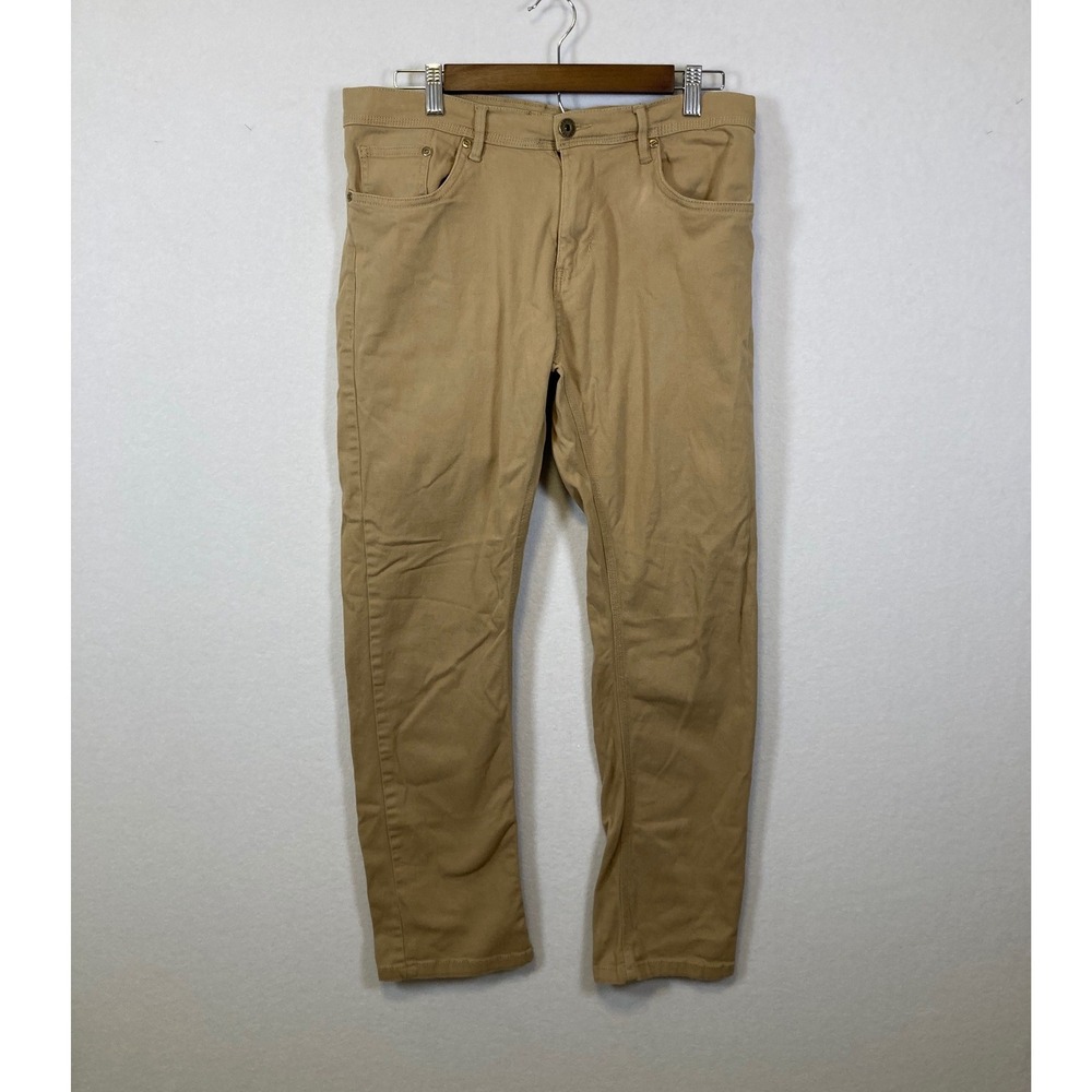 Ring of Fire Slim Straight Chino Pants Mens 32x30 Tan Cotton Spandex Casual
